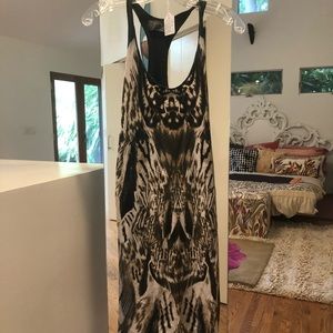 All Saints Brown Animal Print Midi Dress